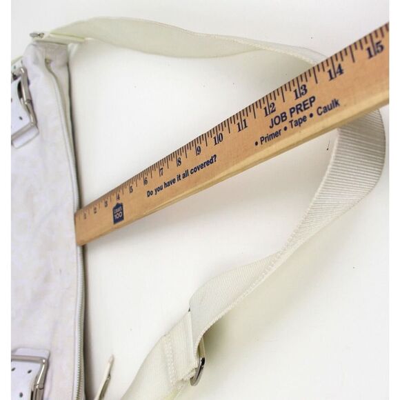 LARGE DKNY SIGNATURE WHITE JACQUARD LEATHER SHOULDER BAG CROSSBODY HOBO PURSE - Picture 14 of 14